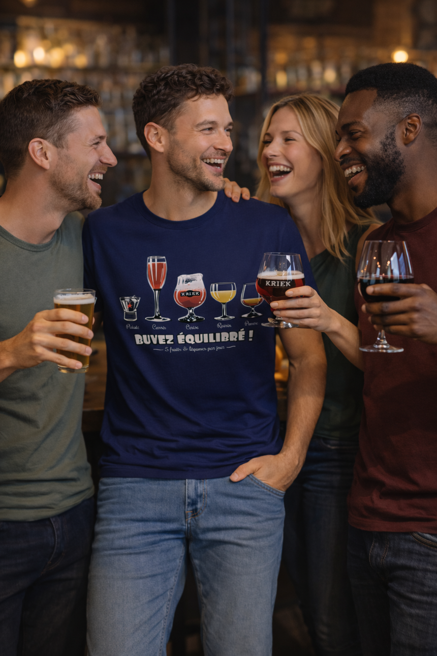 T-Shirt Homme Buvez équilibré, 5 fruits et légumes par jour