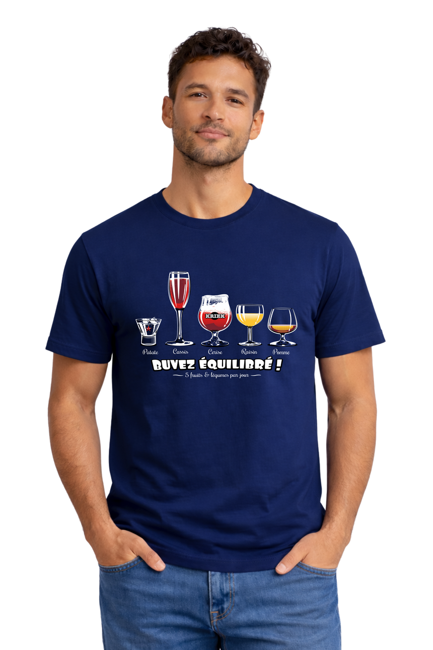 T-Shirt Homme Buvez équilibré, 5 fruits et légumes par jour