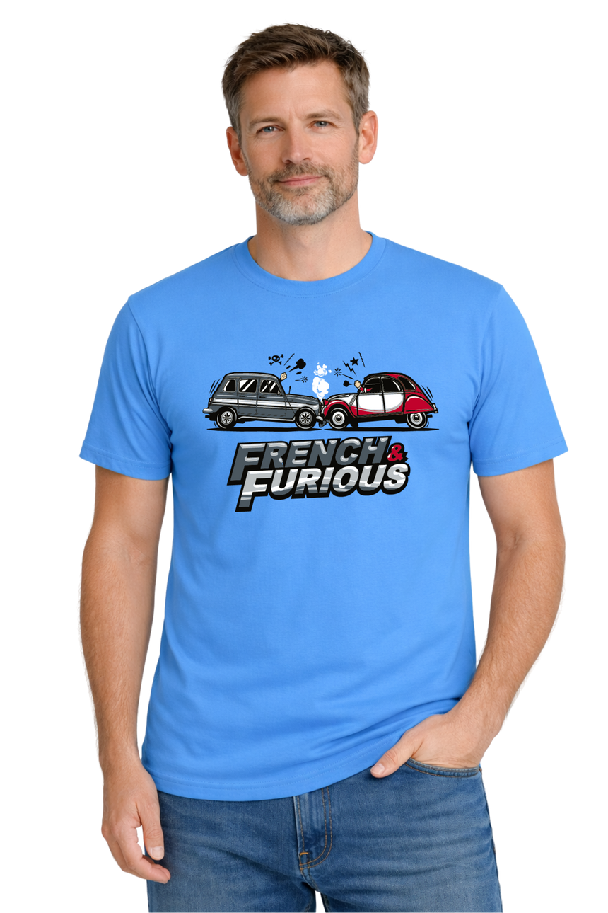 T-Shirt Homme French & Furious voiture 4L contre 2CV