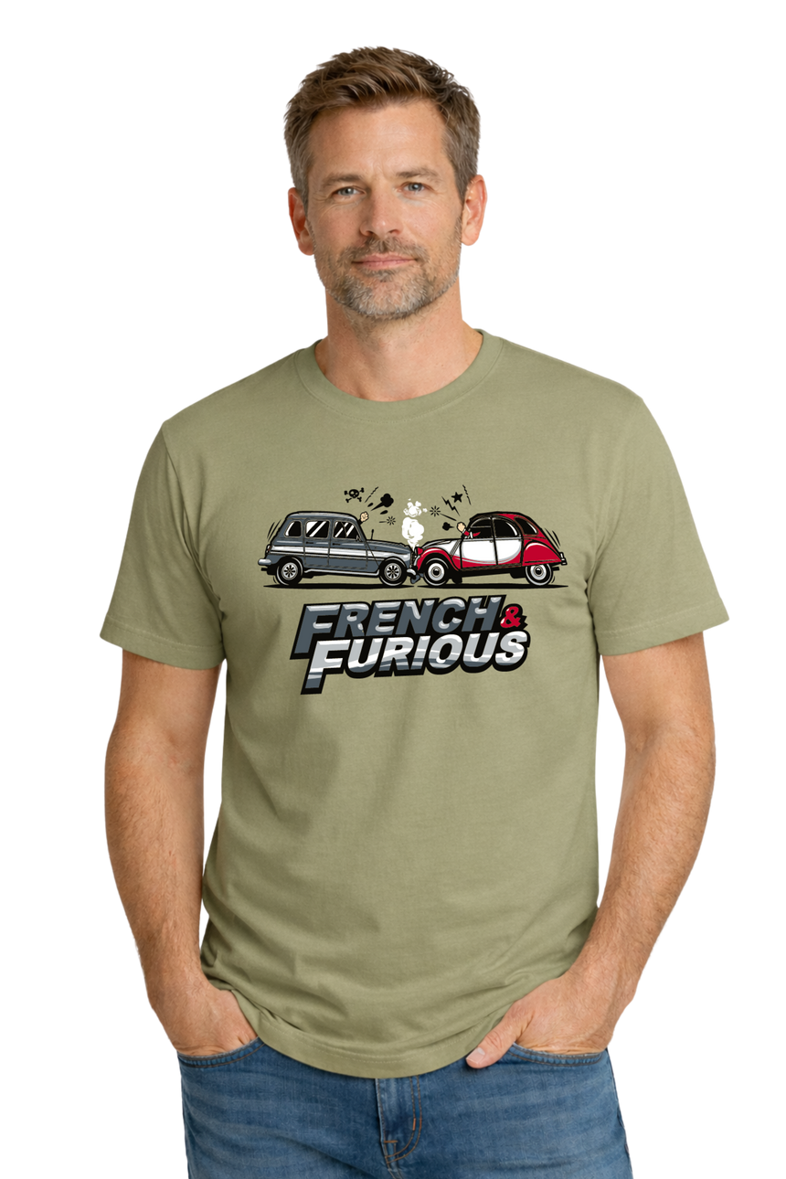 T-Shirt Homme French & Furious voiture 4L contre 2CV