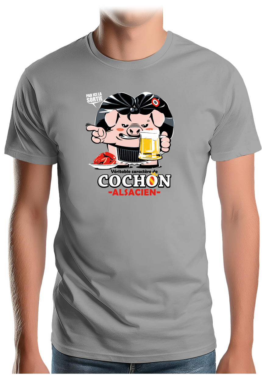 T-Shirt Homme Caractère de cochon alsacien