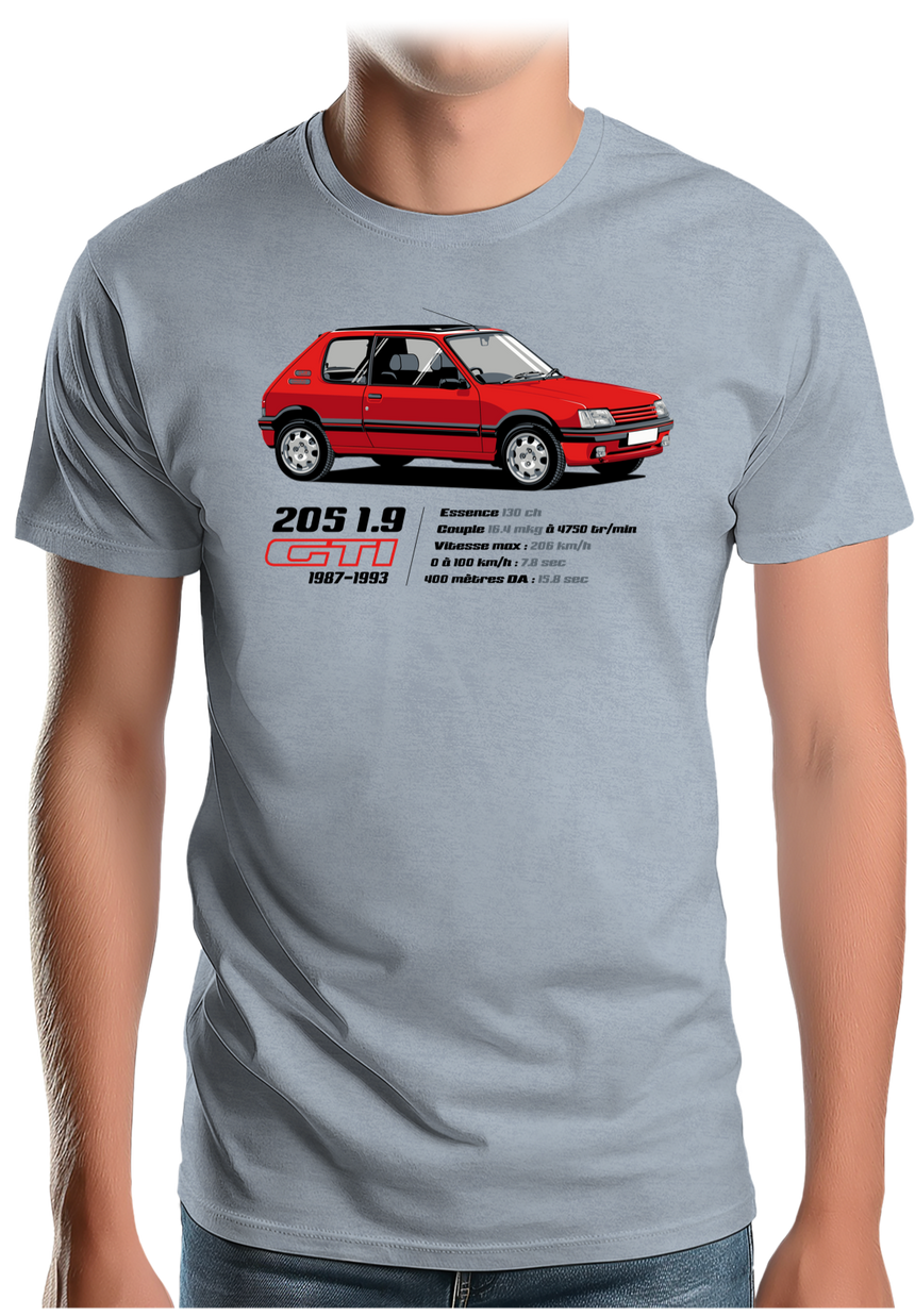 T-Shirt Homme Voiture 205 1,9 GTI