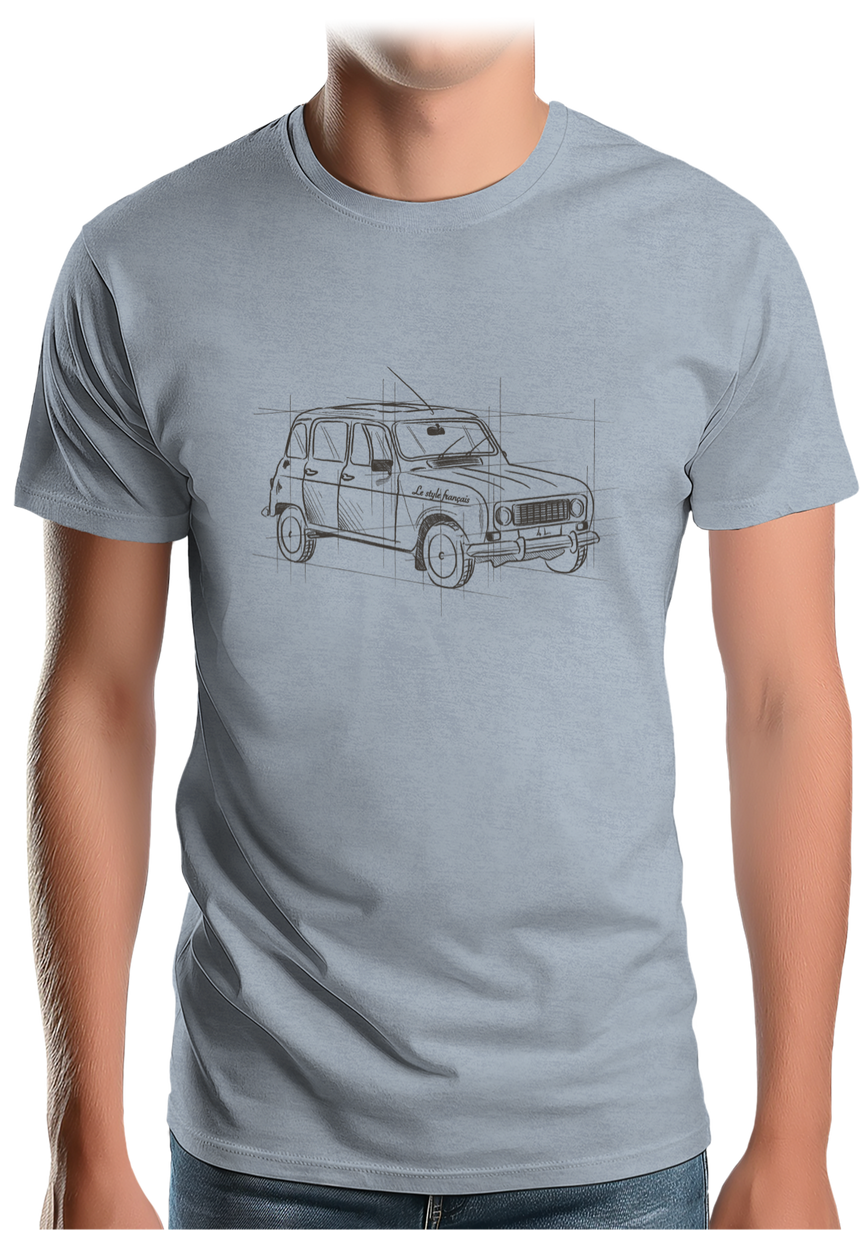 T-Shirt Homme Voiture 4L en dessin