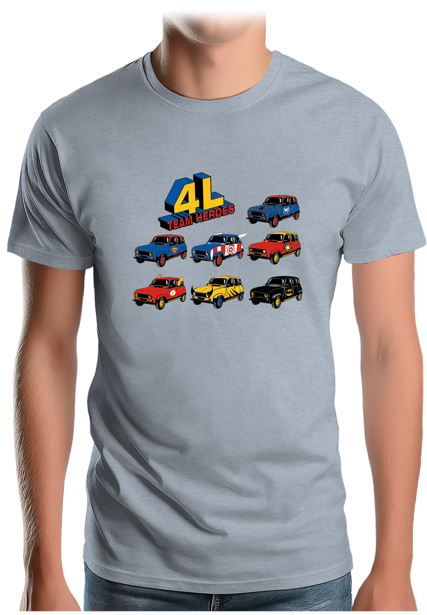 T-Shirt Homme Voiture 4L Team super héros