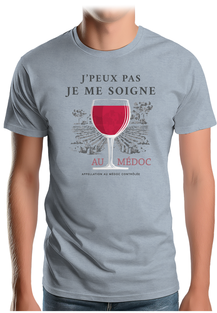 T-Shirt Homme Alcool Je peux pas je me soigne au médoc