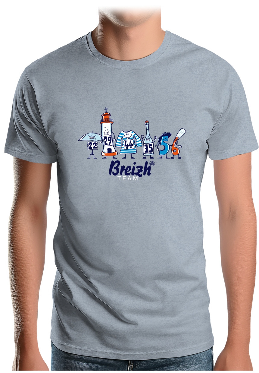 T-Shirt Homme Breizh team, les départements de Bretagne