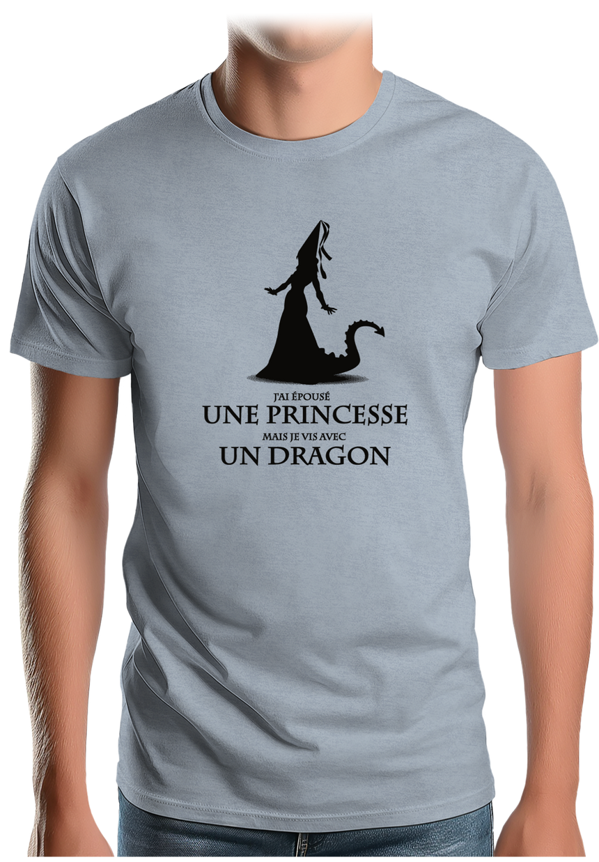 T-Shirt Homme J'ai épouser une princesse mais je vis avec un dragon