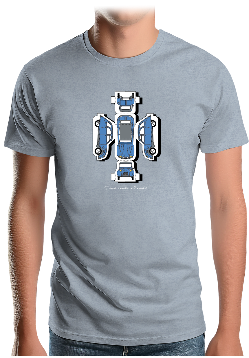 T-Shirt Homme Voiture 2CV en kit à construire