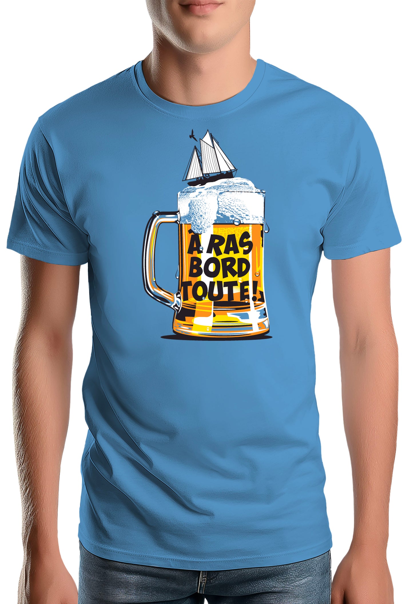 T-Shirt Homme Bière à ras bord toute