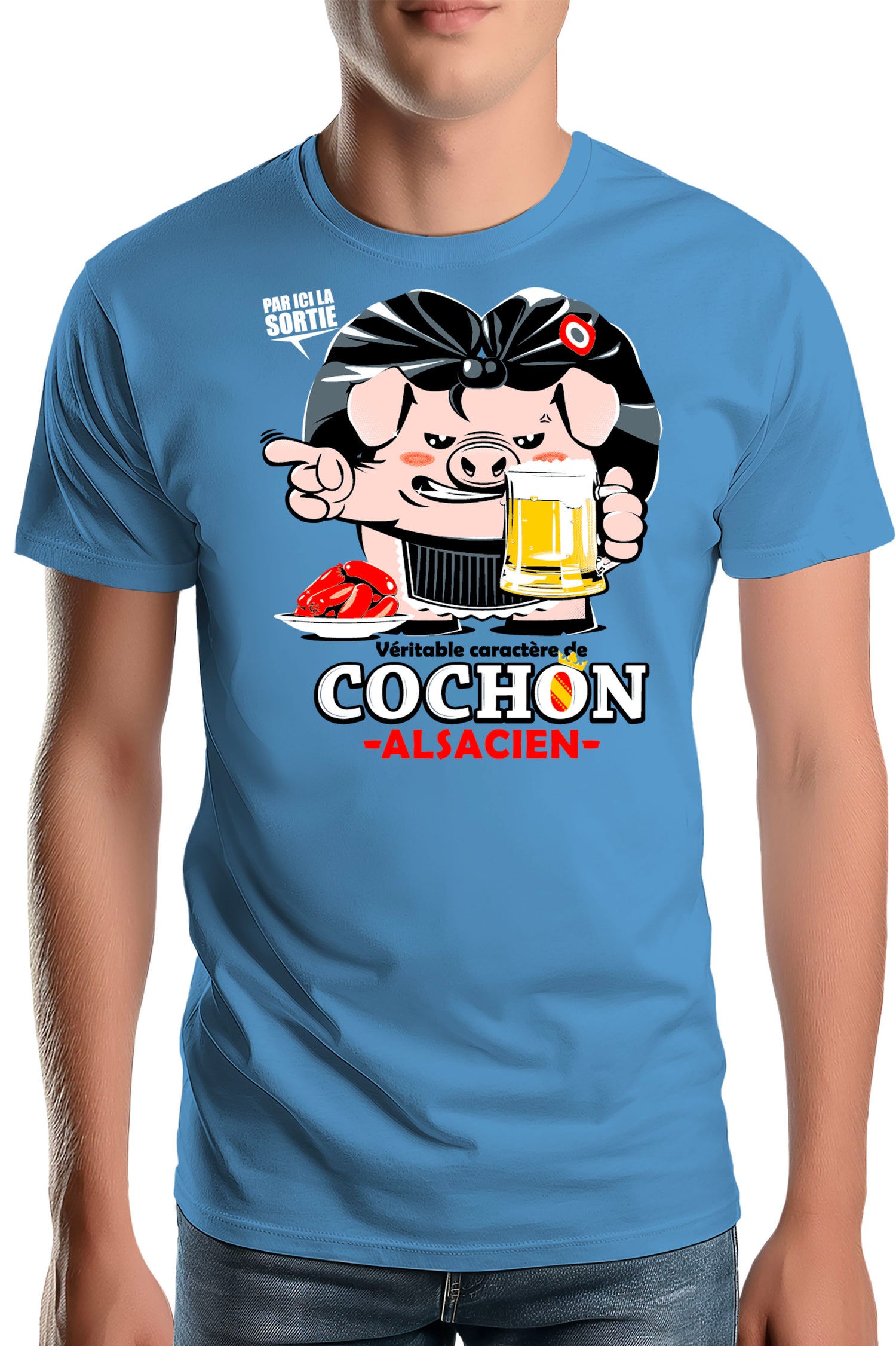 T-Shirt Homme Caractère de cochon alsacien