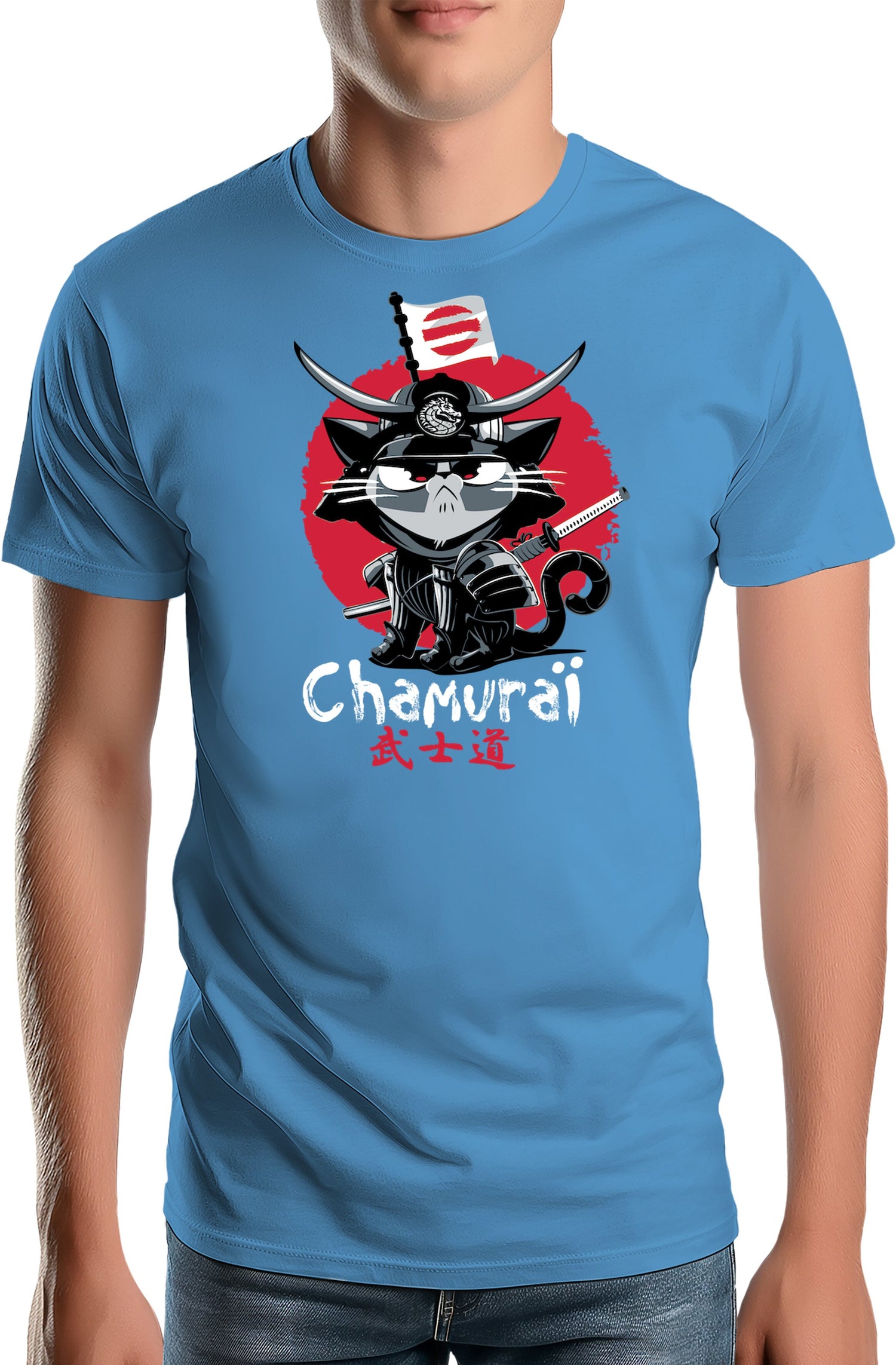 T-Shirt Homme Chat en samouraï
