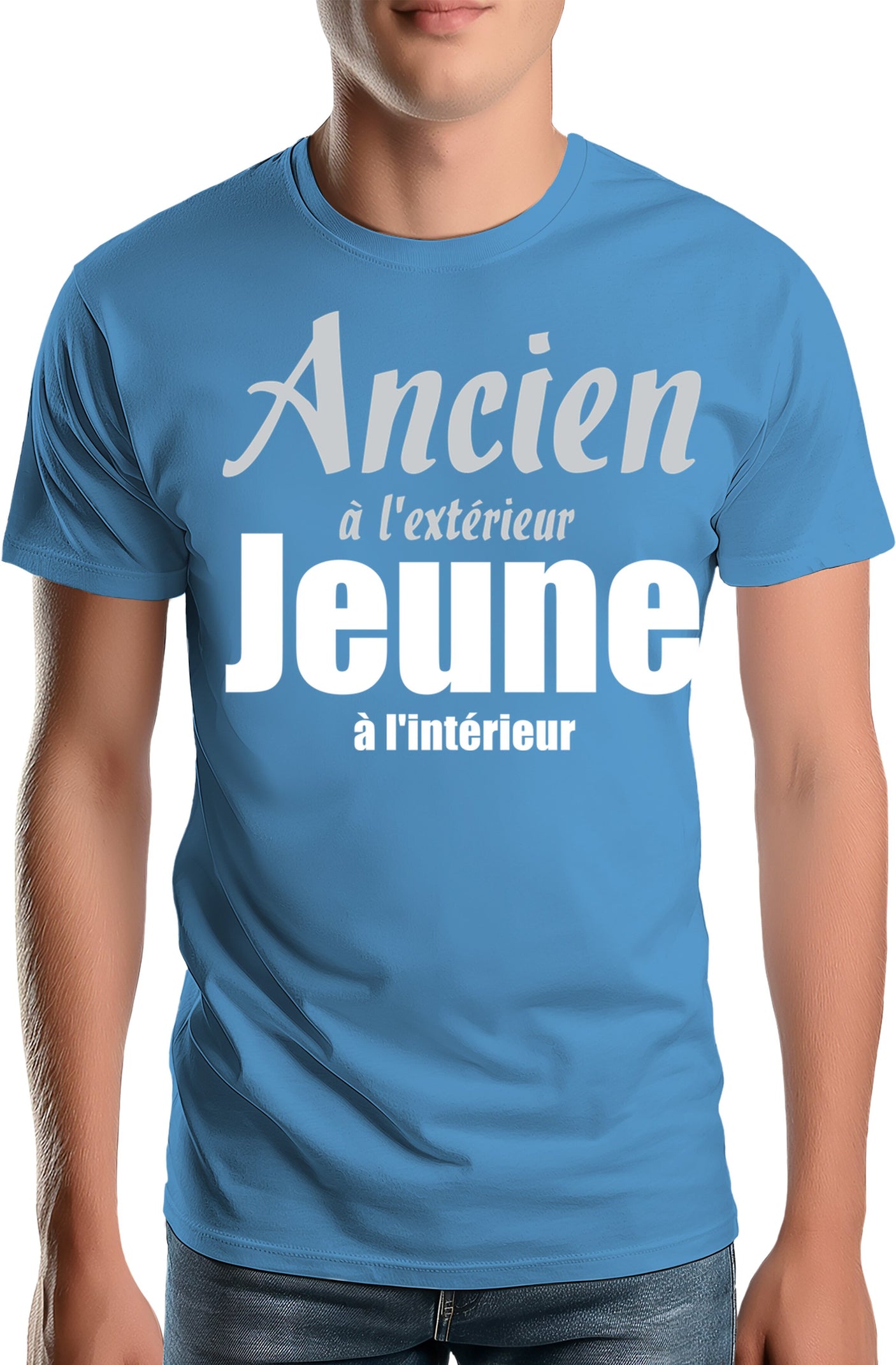 T-Shirt Homme Ancien à l'extérieur et jeune à l'intérieur