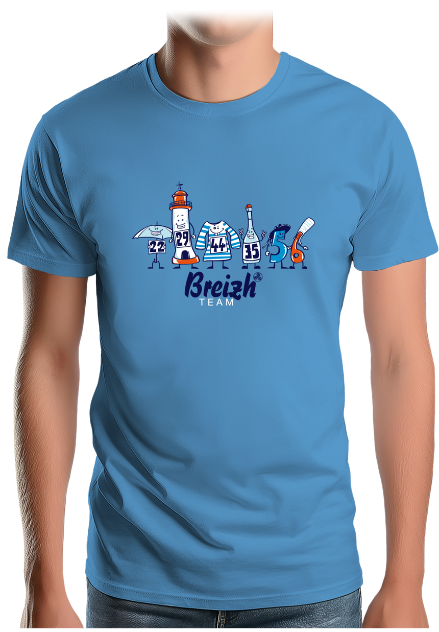 T-Shirt Homme Breizh team, les départements de Bretagne
