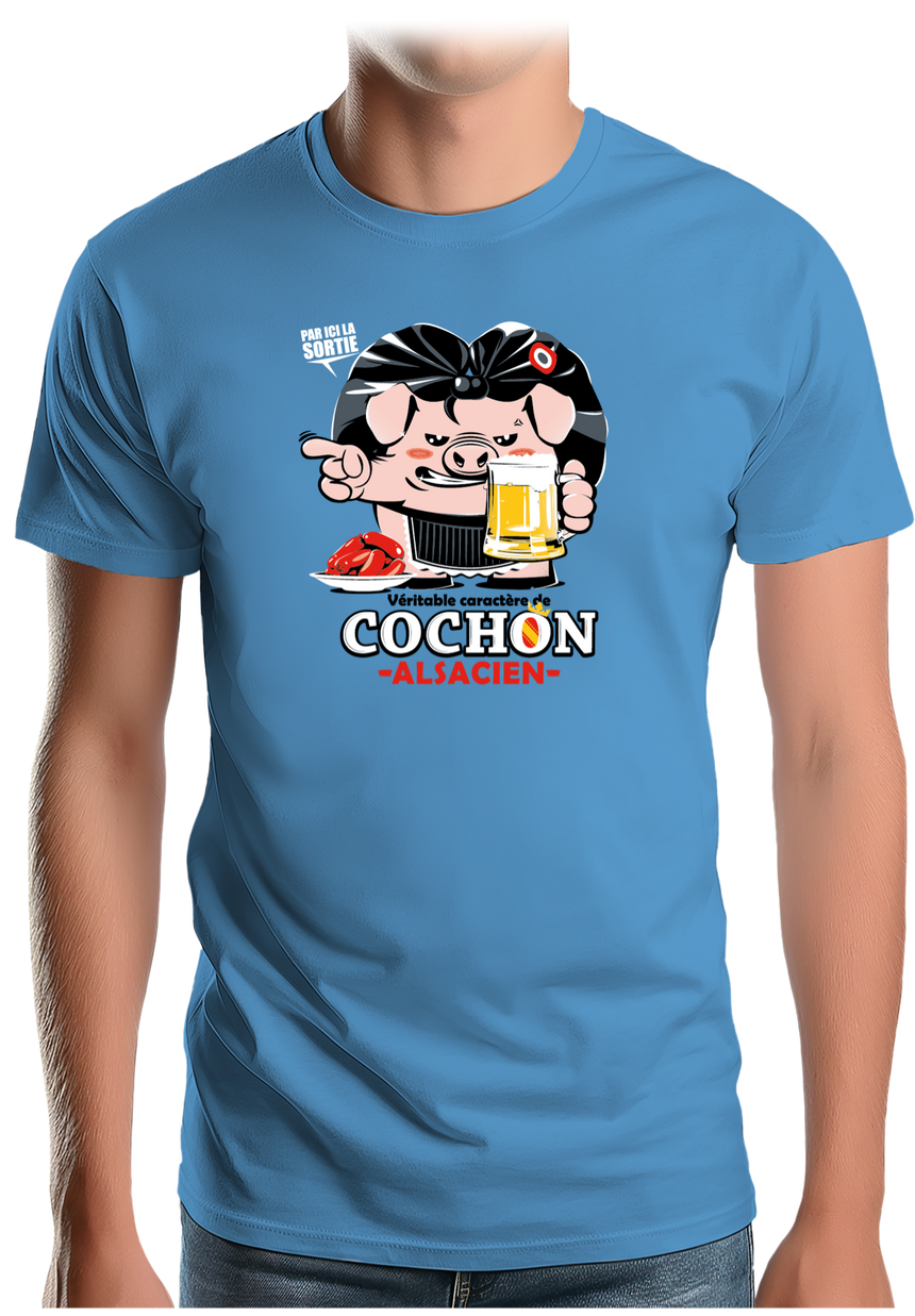 T-Shirt Homme Caractère de cochon alsacien