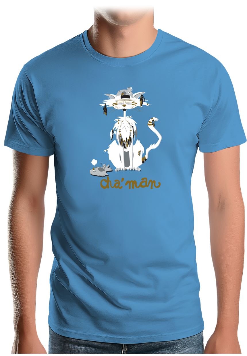 T-Shirt Homme Cha'man, le chat peace and love