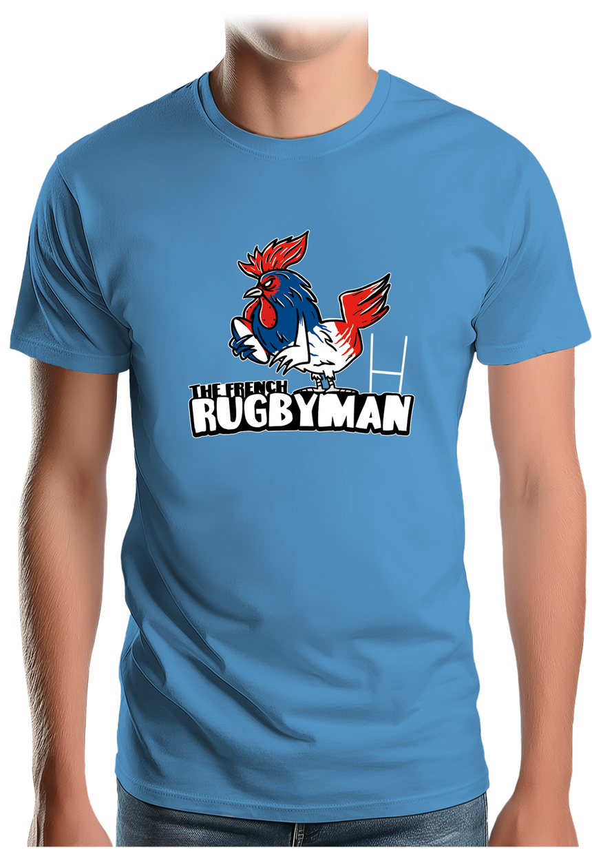 T-Shirt Homme Coq bleu blanc rouge du rugby français