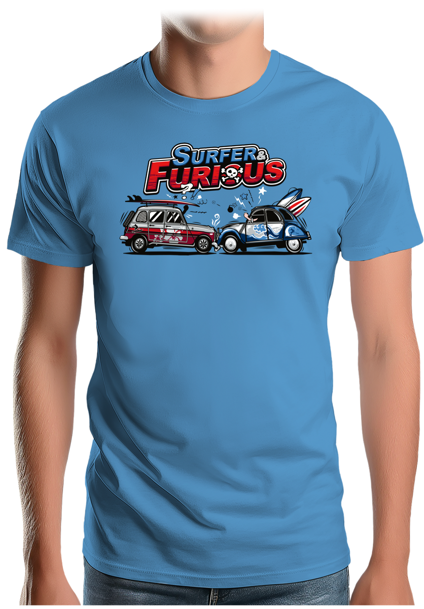 T-Shirt Homme Surfer & Furious Voiture 4L vs 2CV