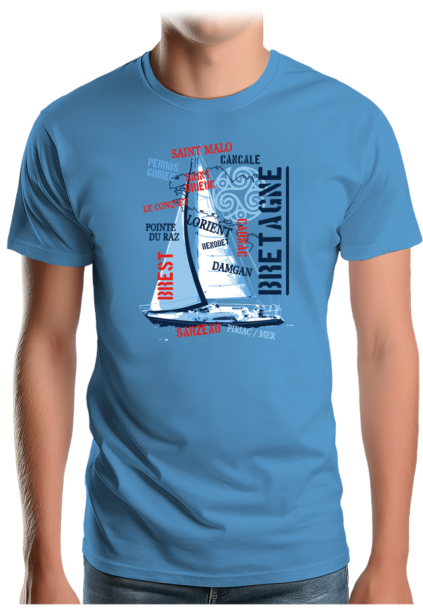 T-Shirt Homme Bateau Voilier Bretagne