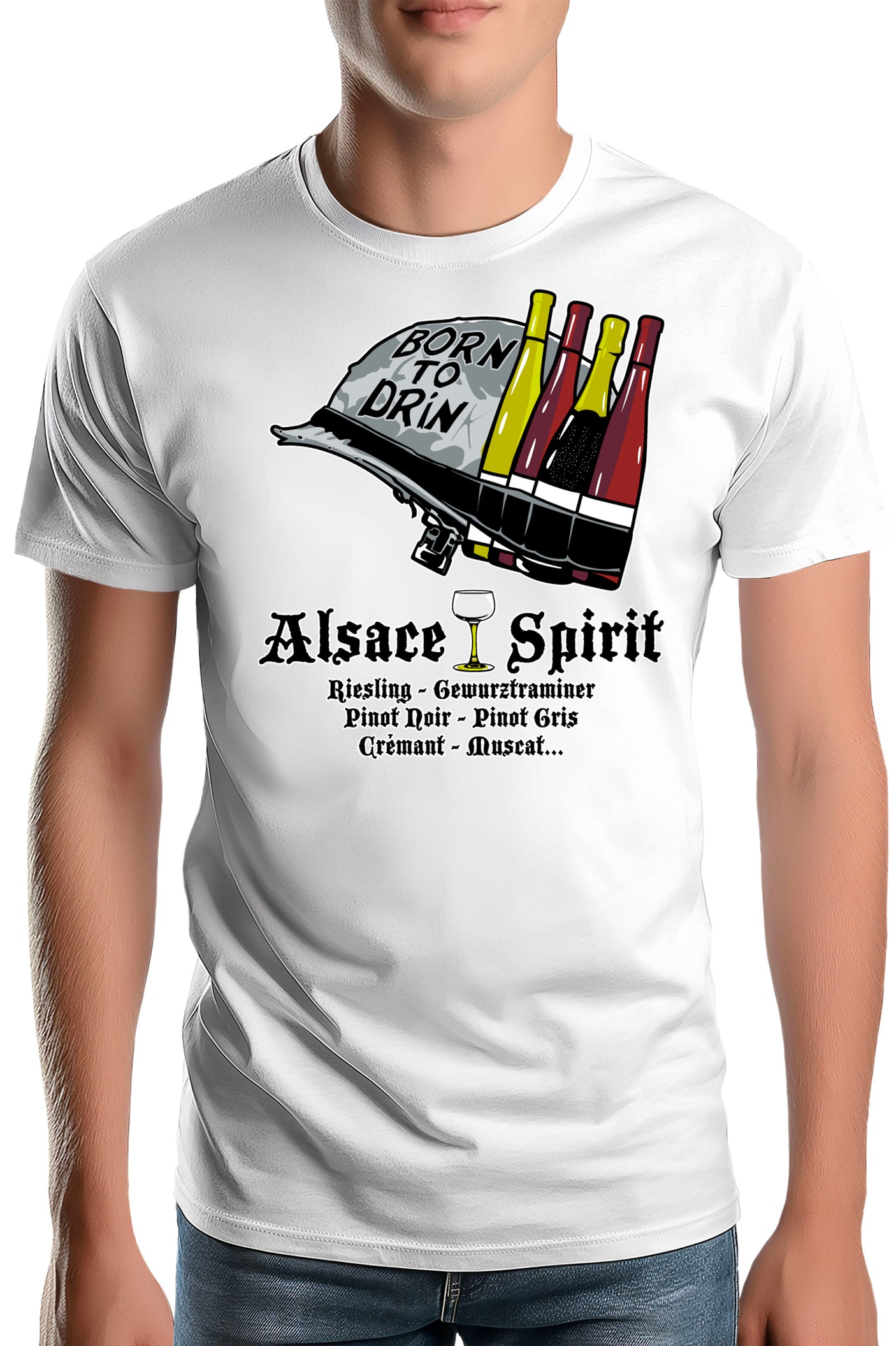 T-Shirt Homme Born To Drink Alsace Spirit