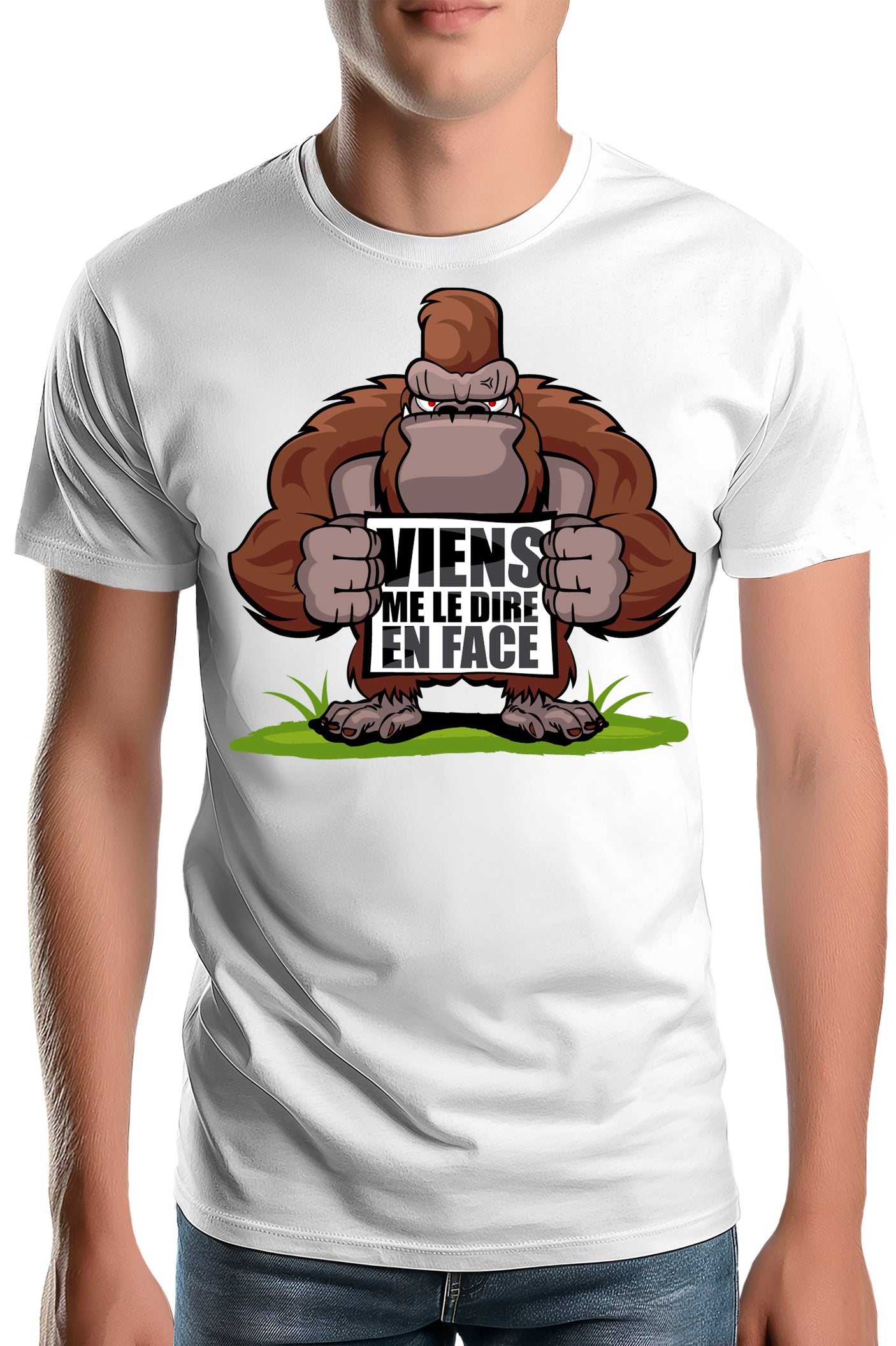 T-Shirt Homme Viens me le dire en face Recto Verso