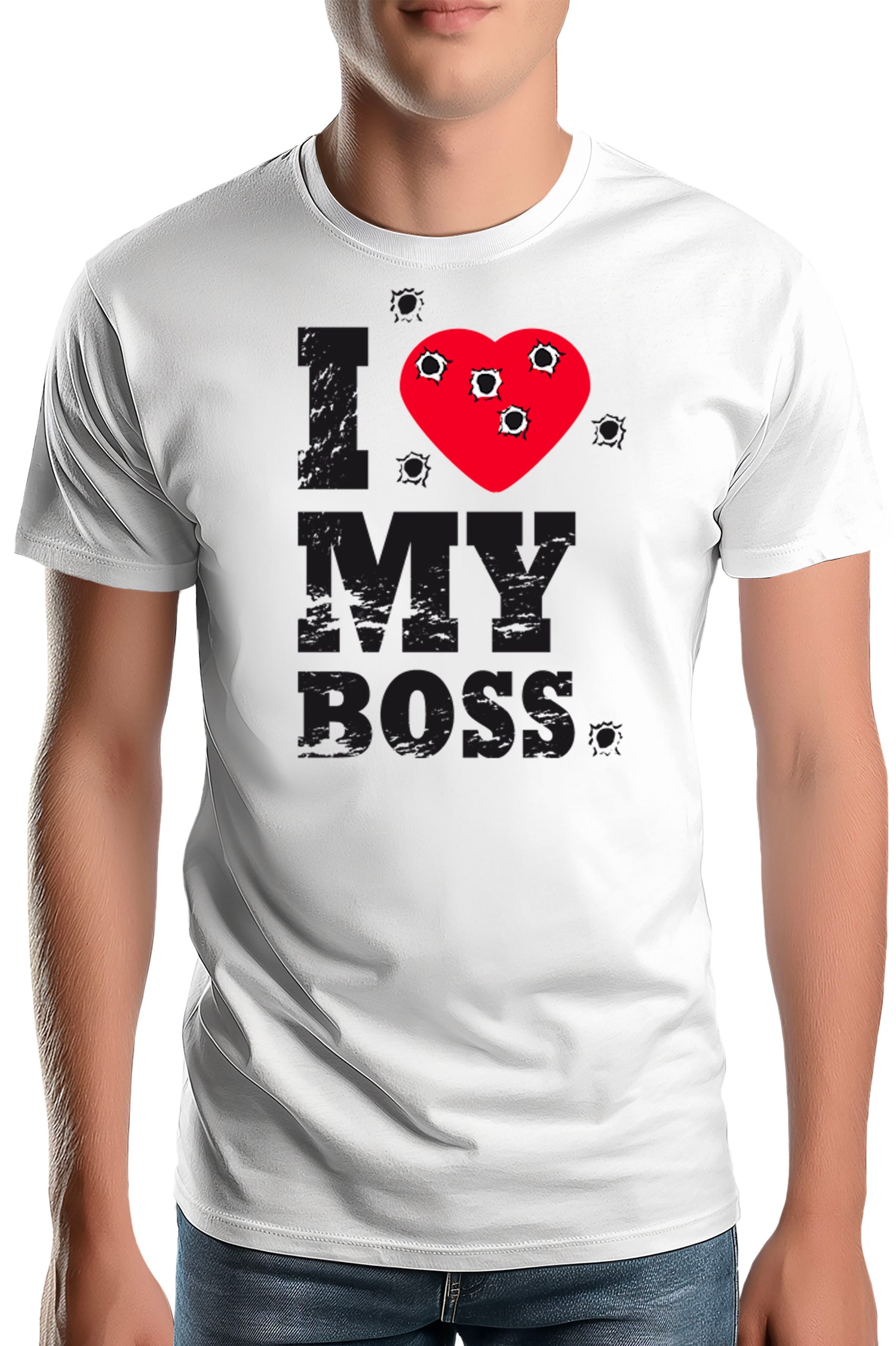 T-Shirt Homme I Love My Boss cible de tire