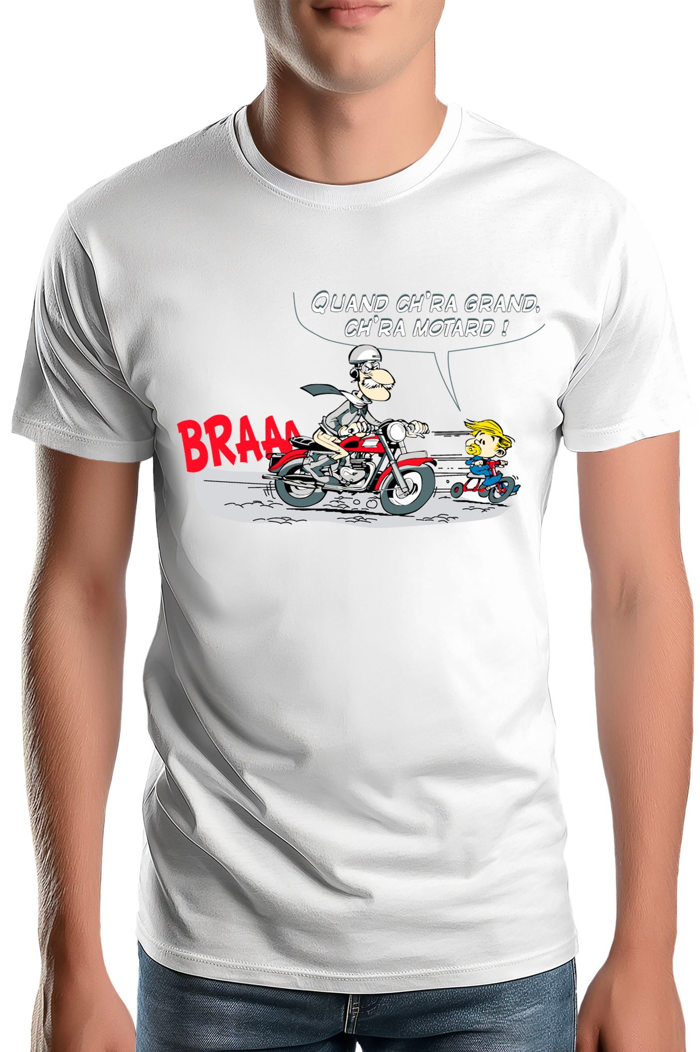 T-Shirt Homme Motard transmission fils