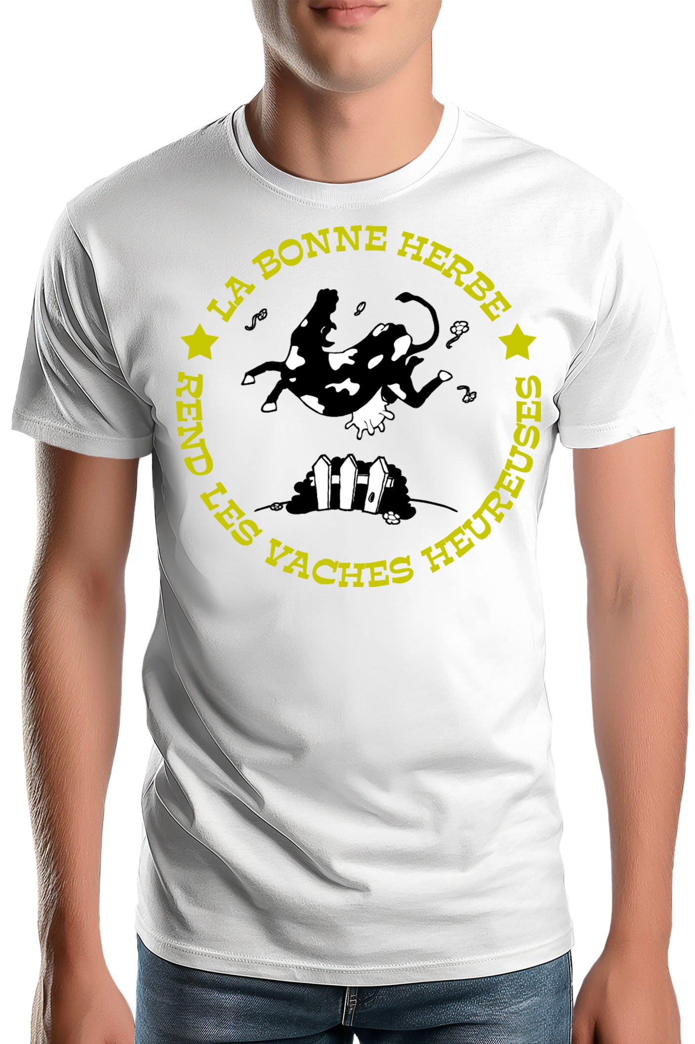 T-Shirt Homme La bonne herbe rend les vaches heureuse