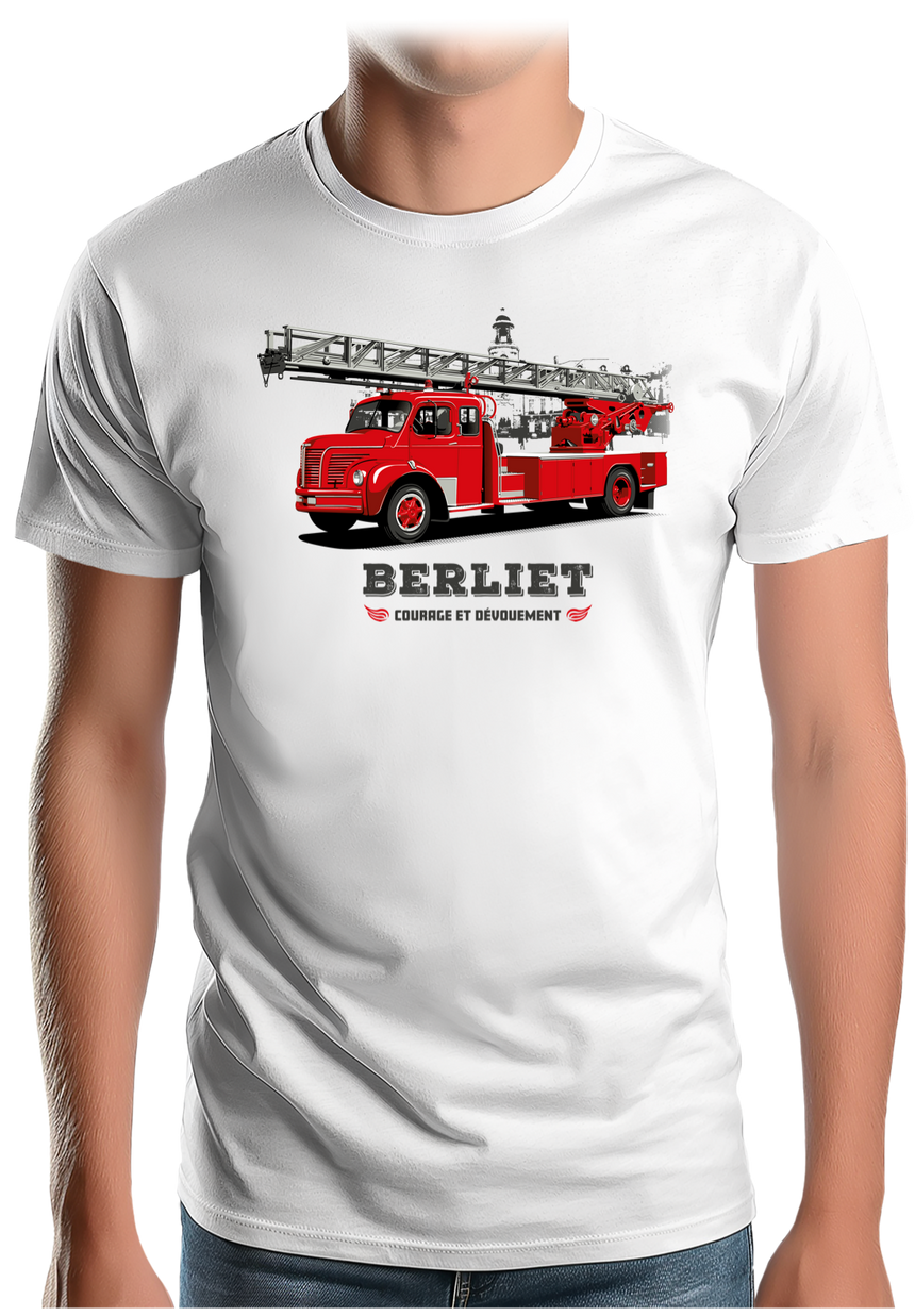 T-Shirt Homme Camion de pompier avec échelle