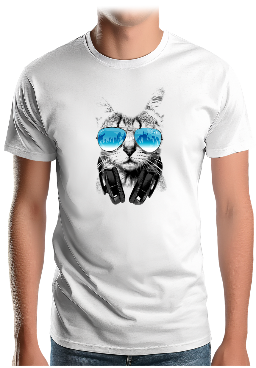 T-Shirt Homme Chat qui aime la musique de festival