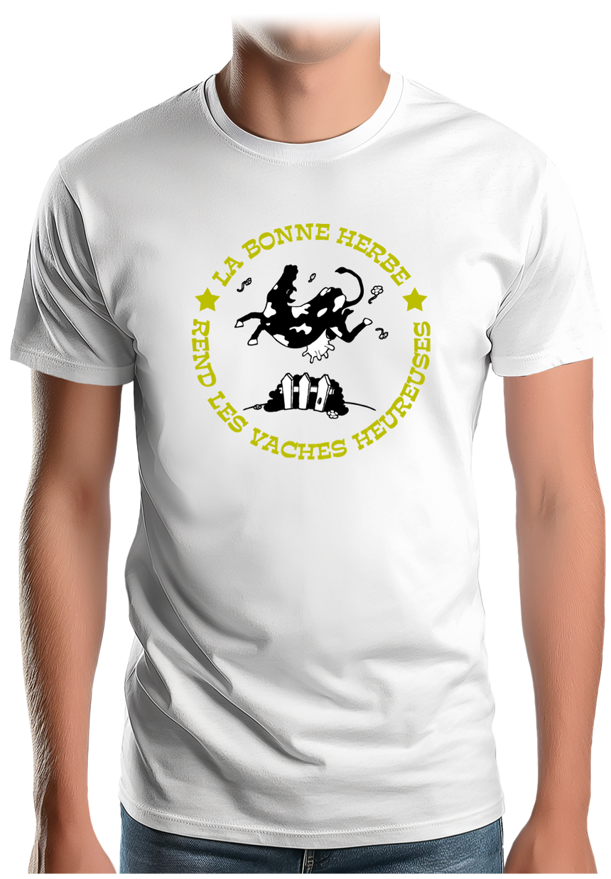 T-Shirt Homme La bonne herbe rend les vaches heureuse