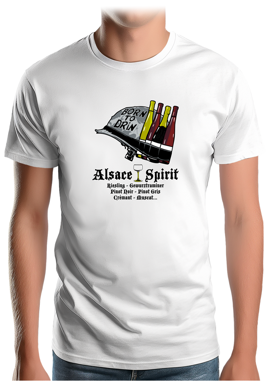 T-Shirt Homme Alcool Born To Drink Alsace Spirit
