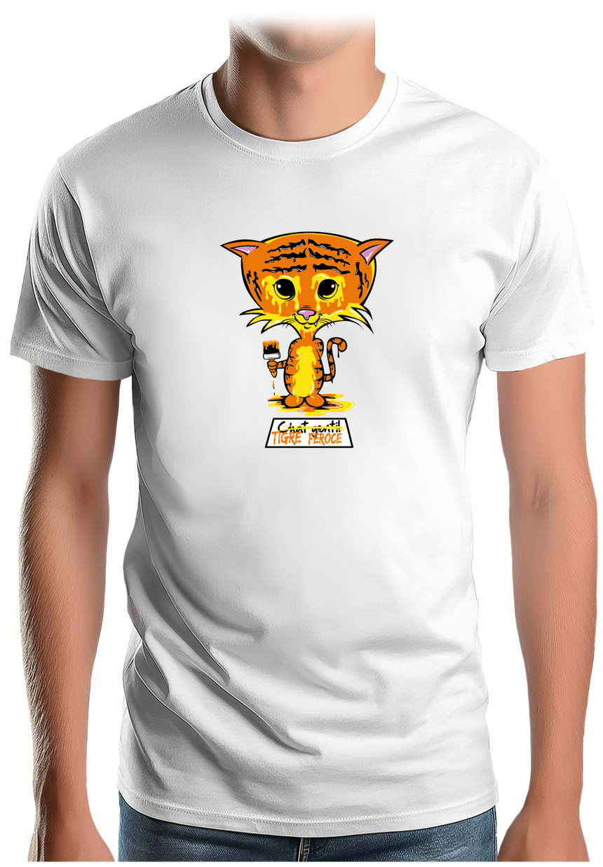 T-Shirt Homme Chat gentil en tigre féroce