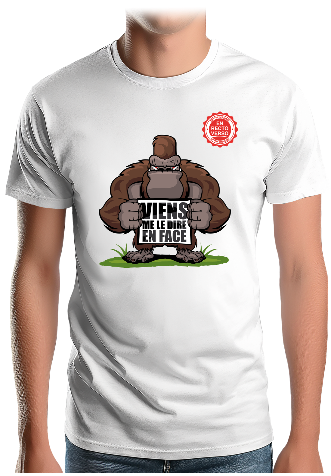 T-Shirt Homme Viens me le dire en face (recto/verso)