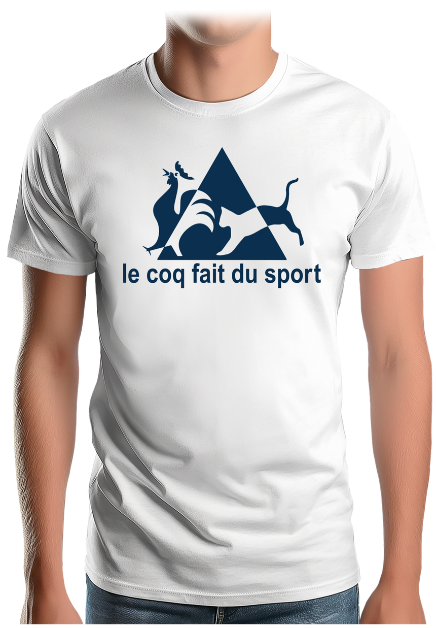 T-Shirt Homme Le coq fait du sport avec un chat