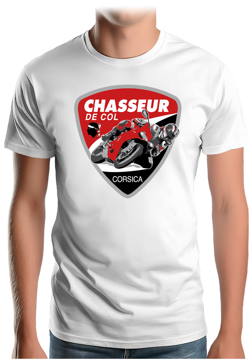 T-Shirt Homme Moto chasseur de col en Corse
