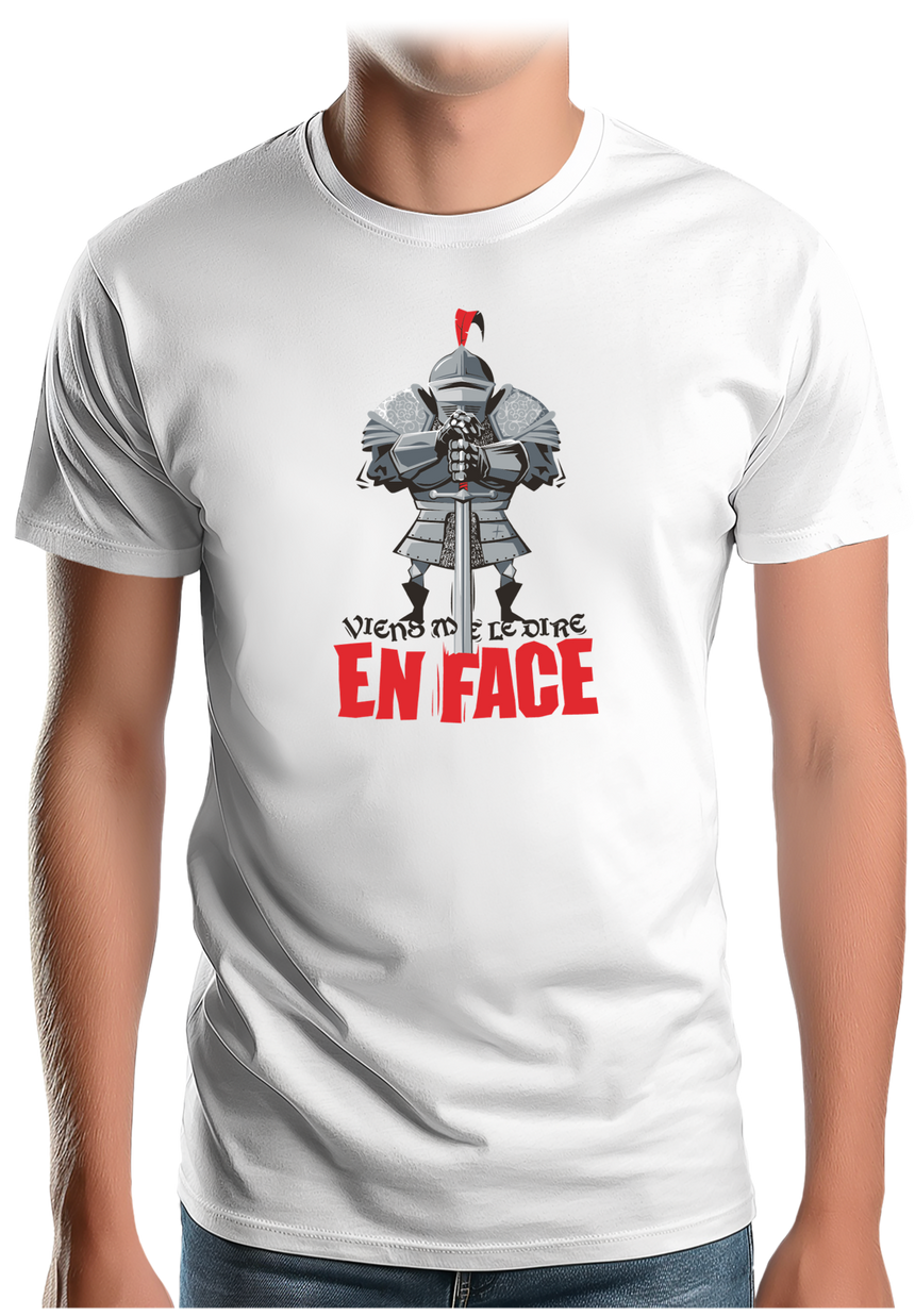 T-Shirt Homme Chevalier, viens me le dire en face (Recto/Verso)