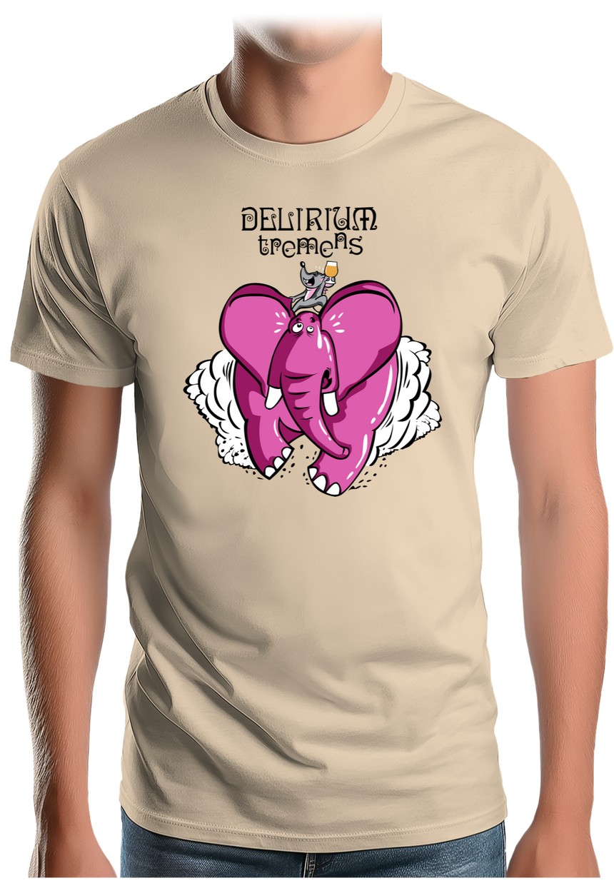 T-Shirt Homme Delirium tremens, Éléphant rose bière