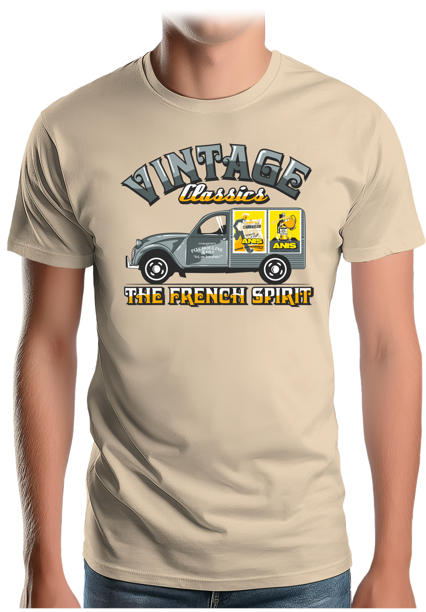 T-Shirt Homme Voiture 2CV french spirit pastis