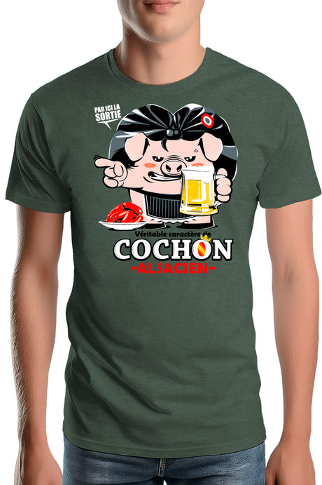 T-Shirt Homme Caractère de cochon alsacien