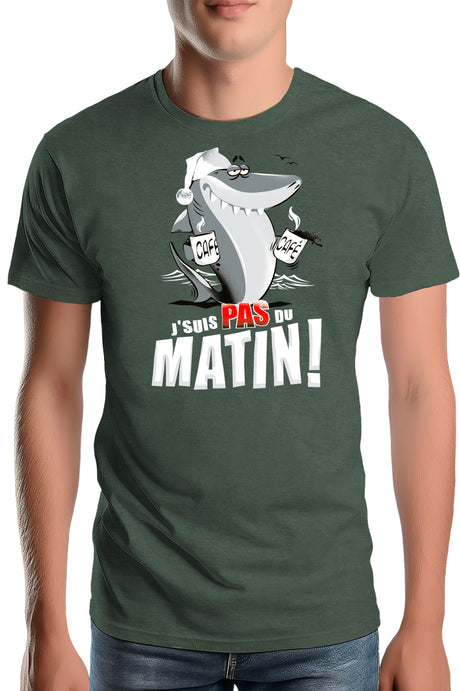 T-Shirt Homme Requin je suis pas du matin