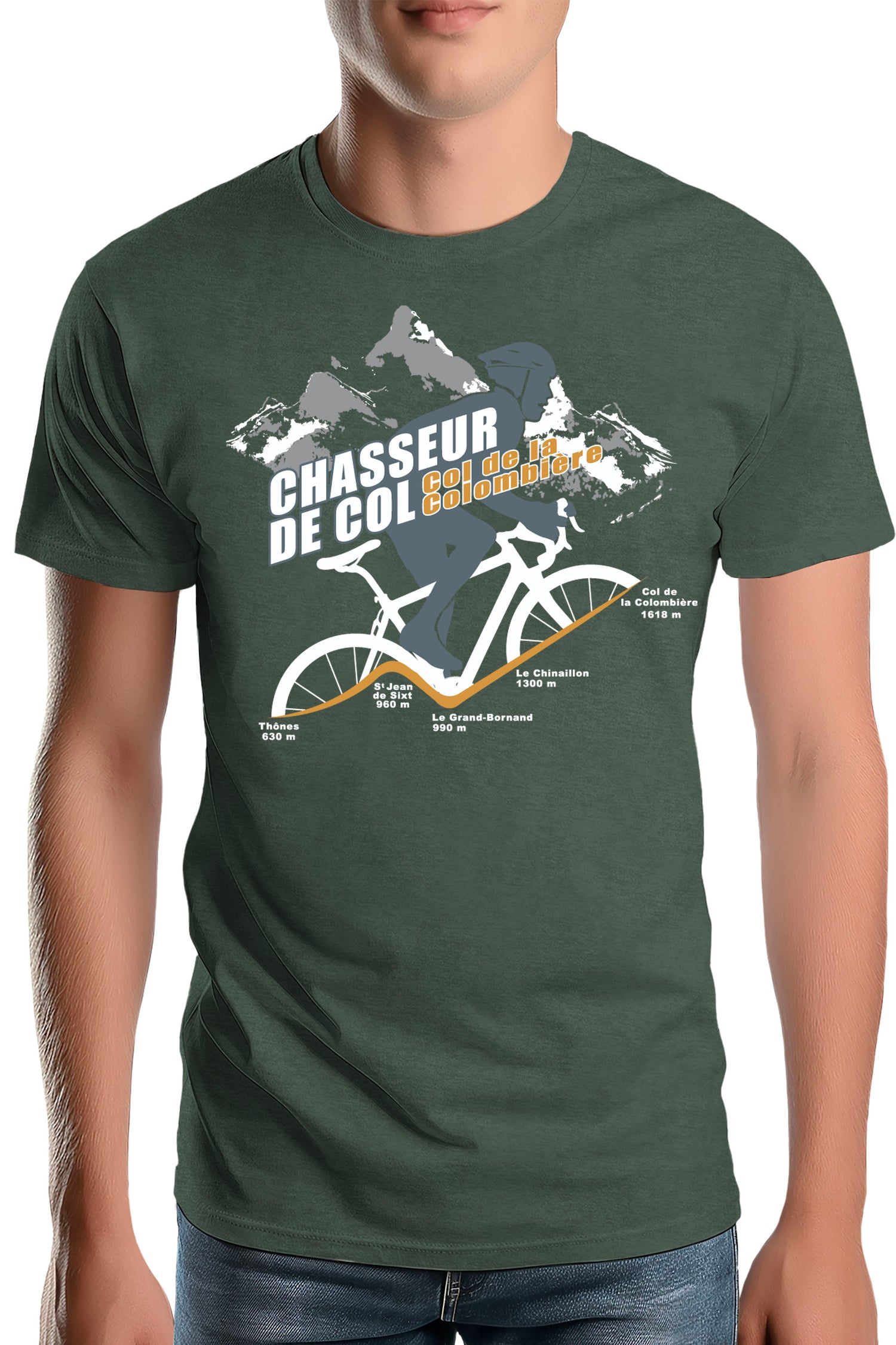 T-Shirt Homme Vélo Chasseur de Col Colombière