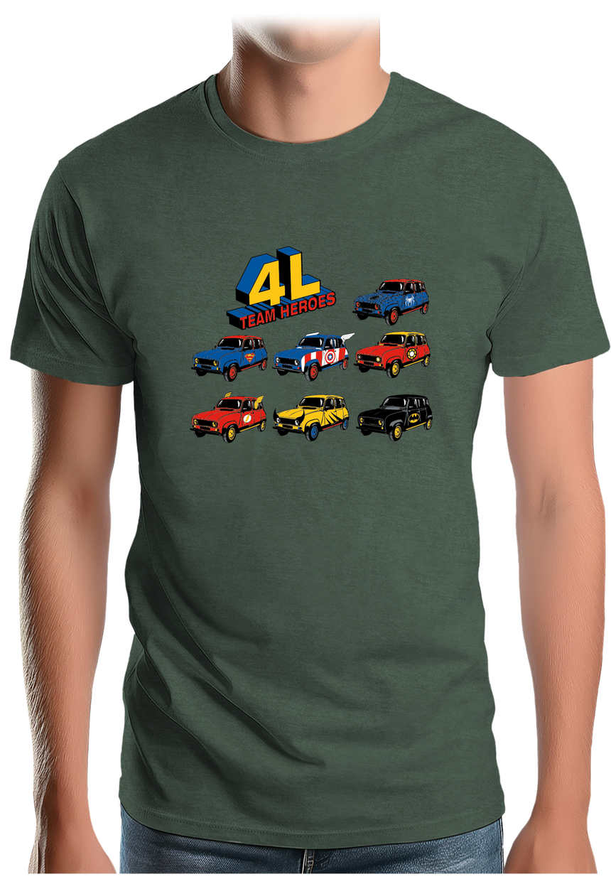 T-Shirt Homme Voiture 4L Team super héros