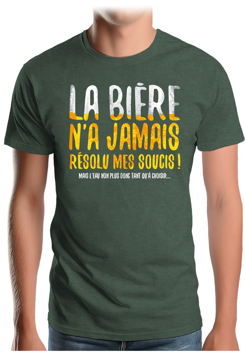 T-Shirt Homme Alcool, la bière n'a jamais résolu mes soucis...
