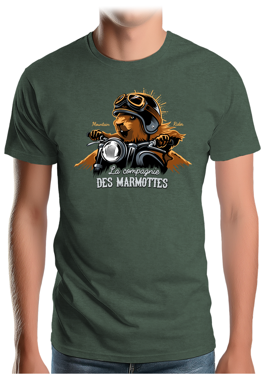 T-Shirt Homme Compagnie des Marmottes en Moto