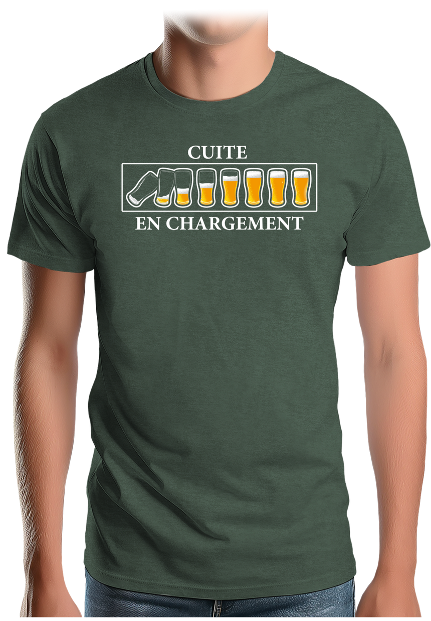T-Shirt Homme Alcool, Cuite en chargement avec de la bière