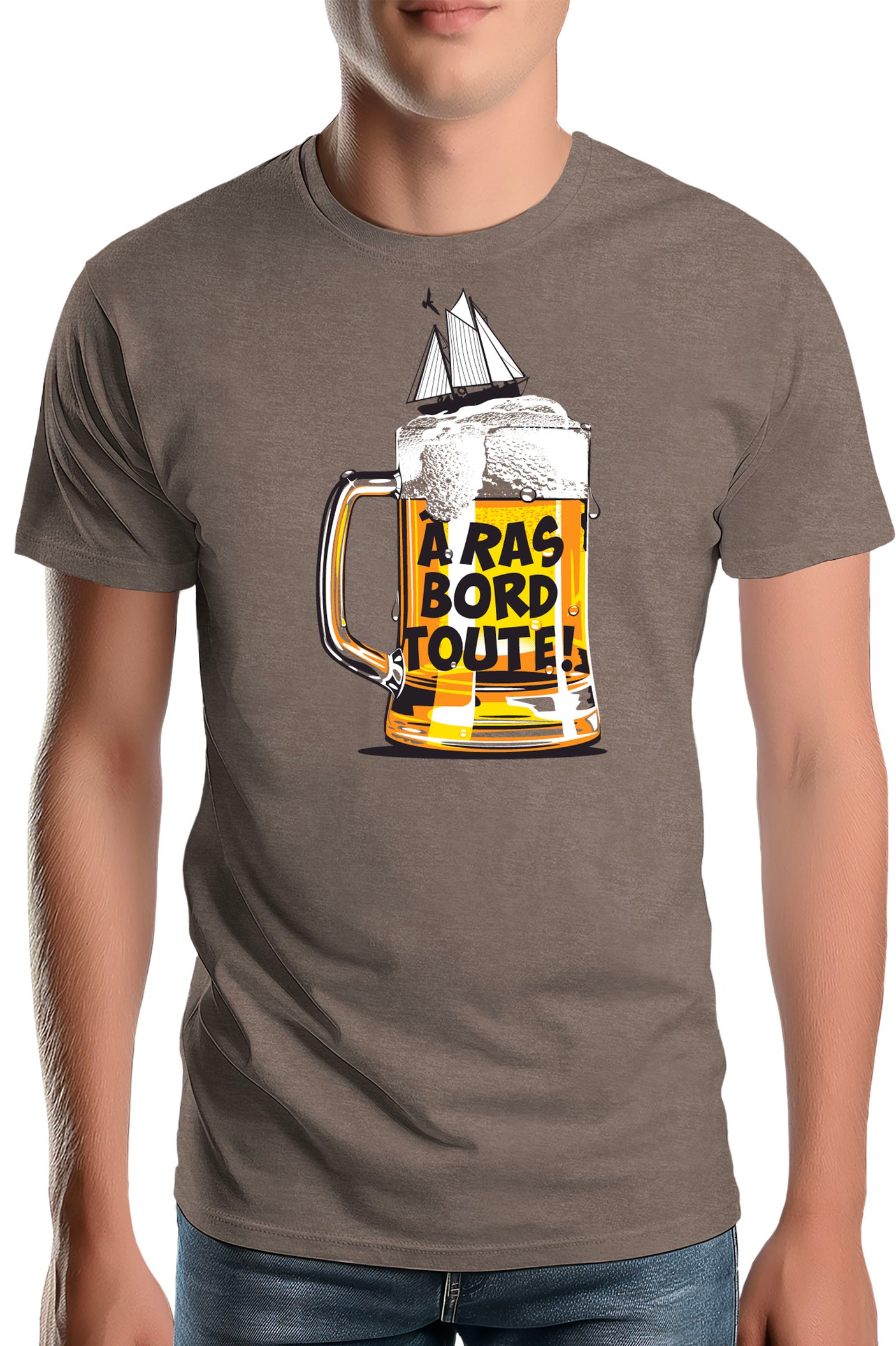T-Shirt Homme Bière à ras bord toute