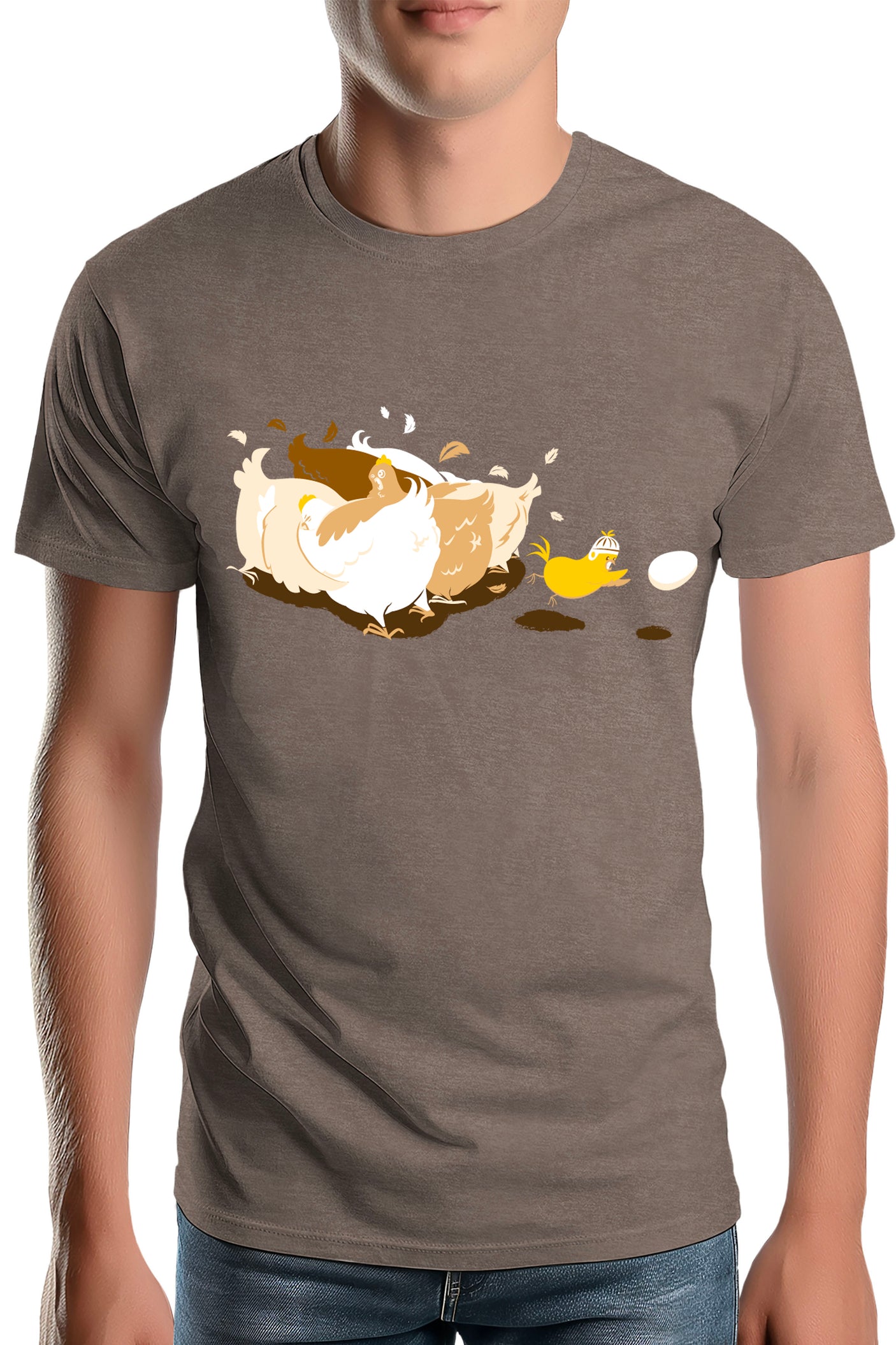T-Shirt Homme Poule et poussin qui jouent au rugby