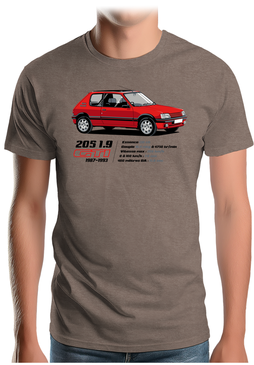 T-Shirt Homme Voiture 205 1,9 GTI
