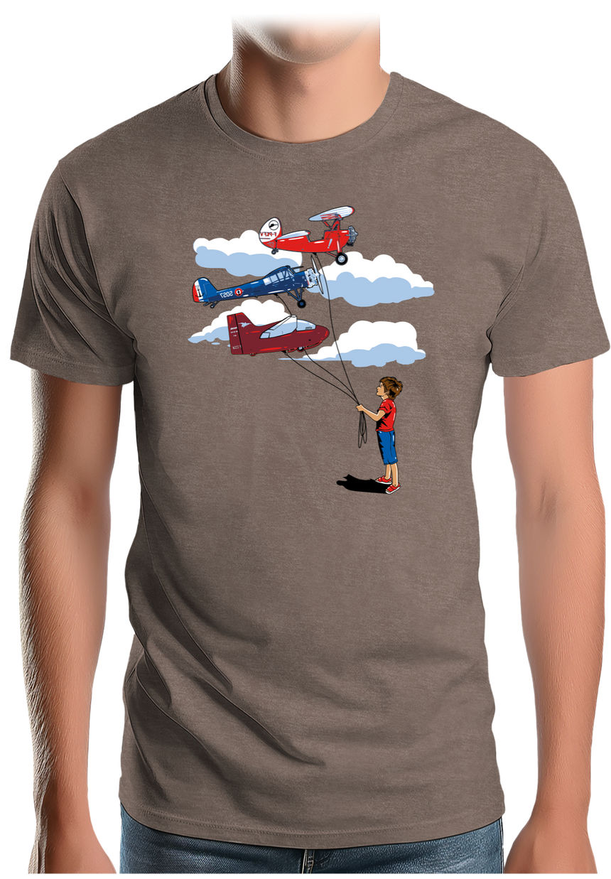 T-Shirt Homme Enfant Avec 3 ballons Avion