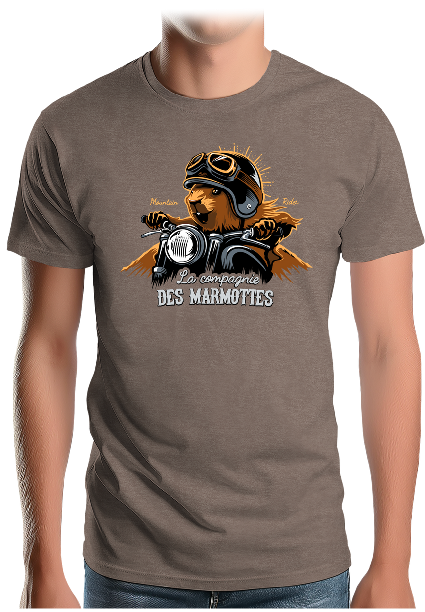 T-Shirt Homme Compagnie des Marmottes en Moto